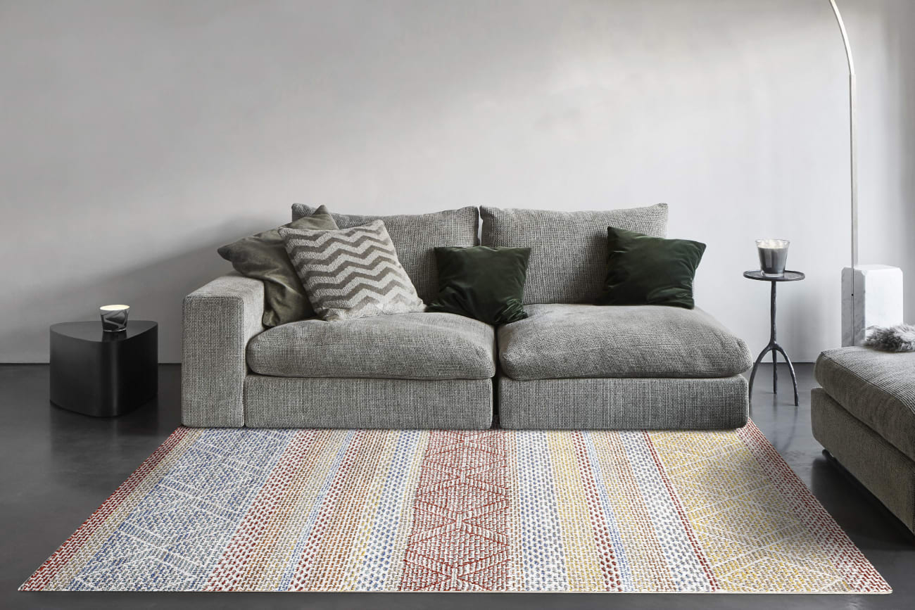 FALCON - Ivory Grey Blue Red Gold 6803-999 - Dynamic Rugs - FALCON - Ivory Grey Blue Red Gold 6803