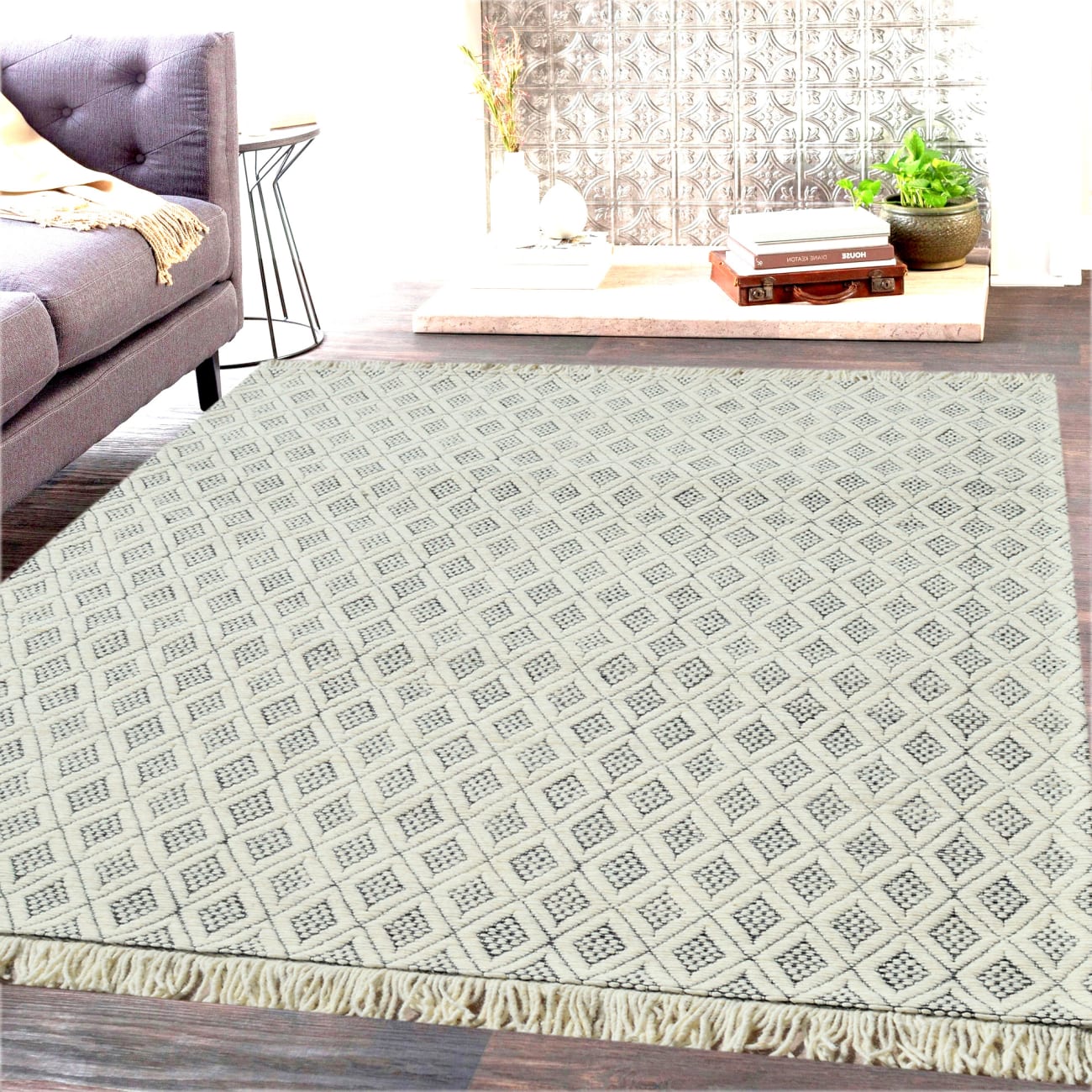 LF582120190 - Dynamic Rugs - LOLA - Ivory Charcoal 2120-190 - 5' x 8'