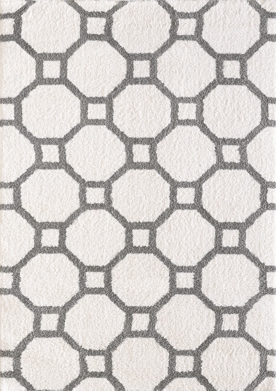 SI695903119 - Dynamic Rugs - SILKY SHAG - White Silver 5903-119 - 5.3' x 7.7'