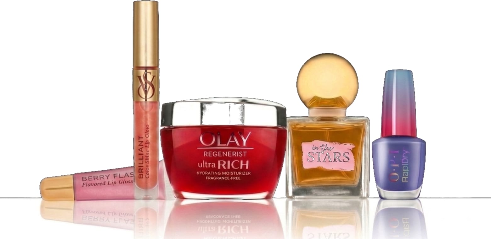 Metallized caps and closures on Victoria's Secret, L'Oréal, OPI and fragrance packaging