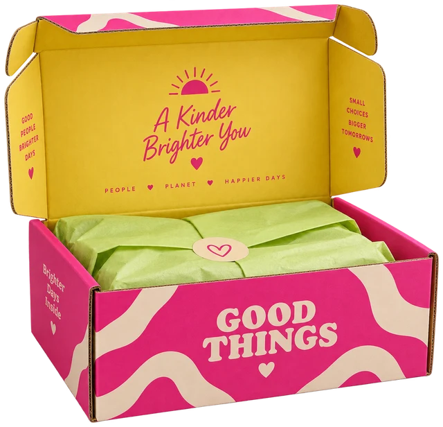 Printed corrugated mailer box with a full-colour design
