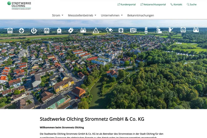 Screenshot Stromnetz Weilheim Internetseite