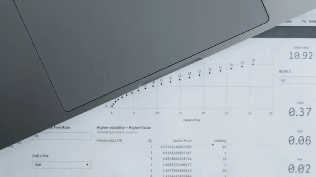 Pandangan dari atas lembar data analitik dan laptop, cocok untuk tema analisis bisnis.
