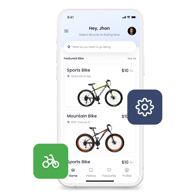 Bicycle and scooter booking interface