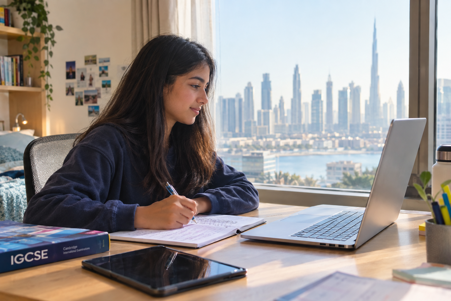 Student engaged in an interactive online American curriculum tutoring session