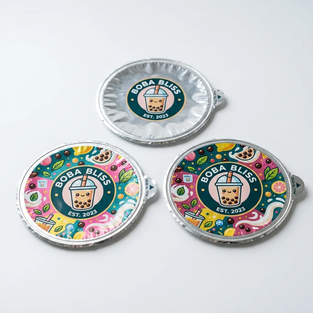 Màng seal nhôm in logo nắp cốc trà sữa