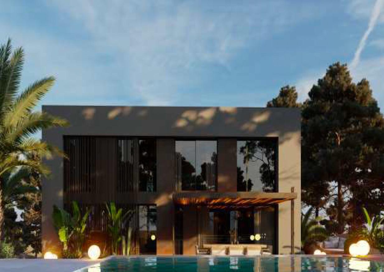 New construction villa project in Santa Ponsa, Mallorca – modern architectural design with pool and garden