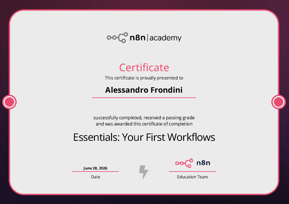 n8n Essentials certificate