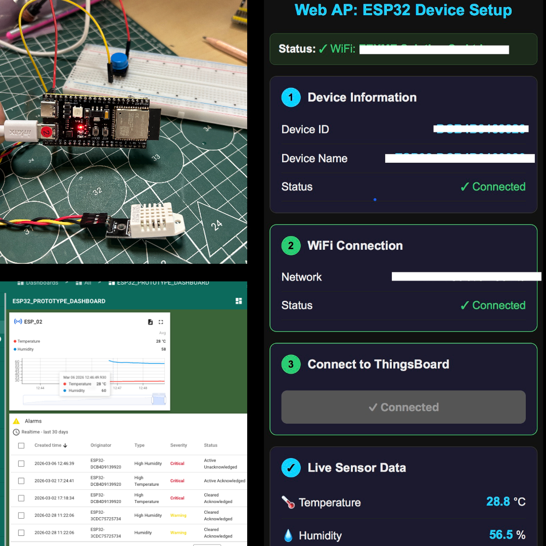 ESP32-S3 MQTT and WebAP ThingsBoard Monitor