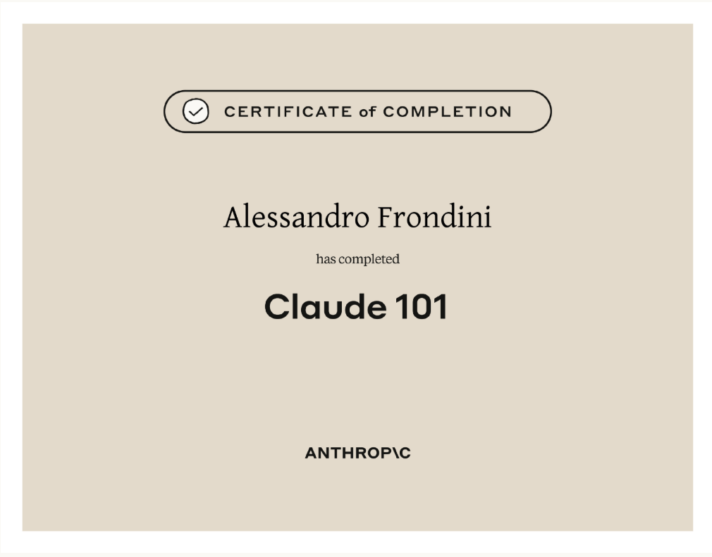 Claude 101 certificate