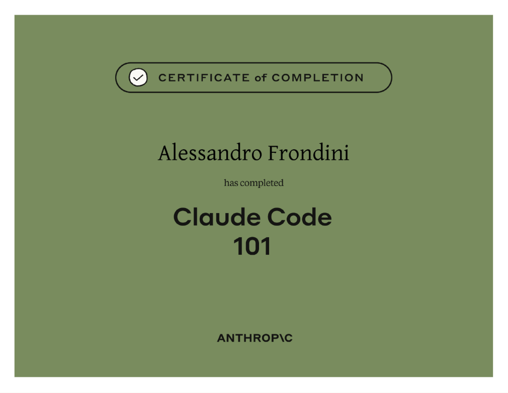 Claude Code 101 certificate