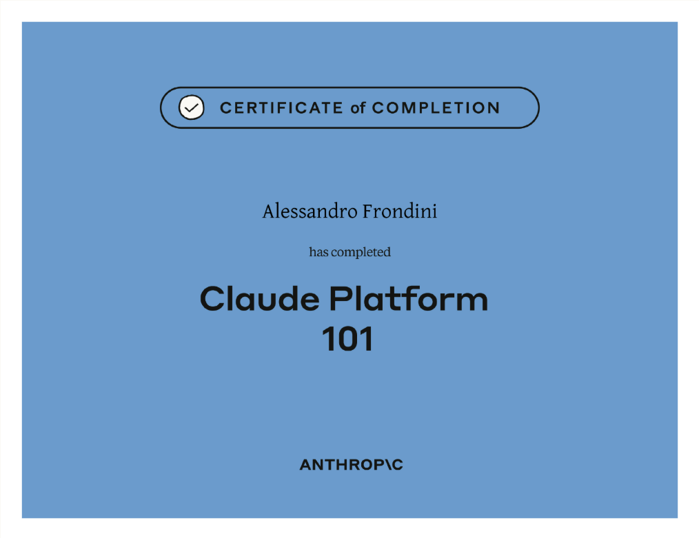Claude Platform 101 certificate