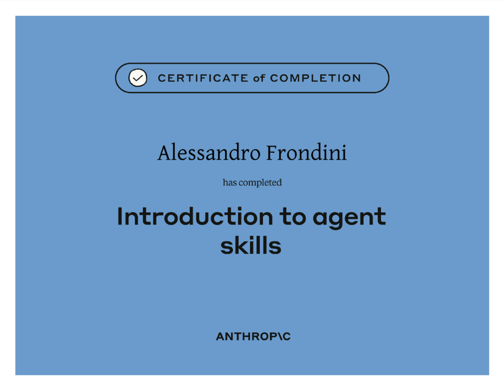 Introduction to Agent Skills certificate