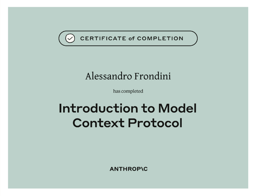 Introduction to Model Context Protocol certificate