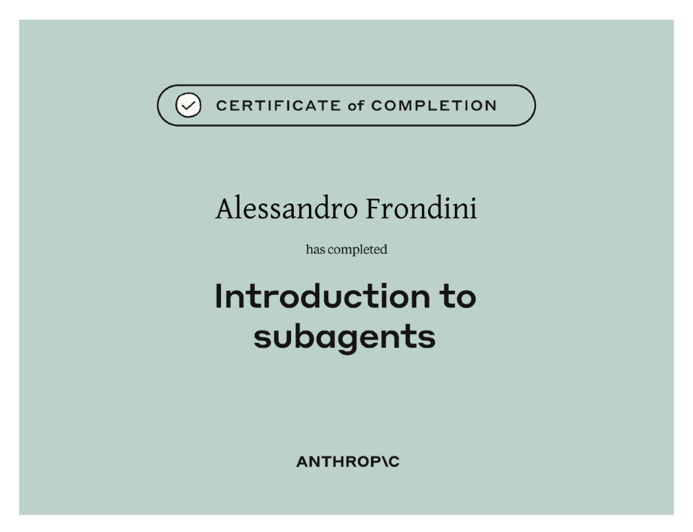 Introduction to Subagents certificate