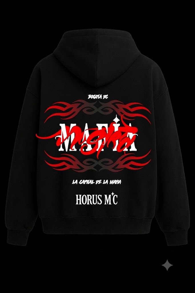 MafiaNostra Black Hoodie V1, vista de la espalda