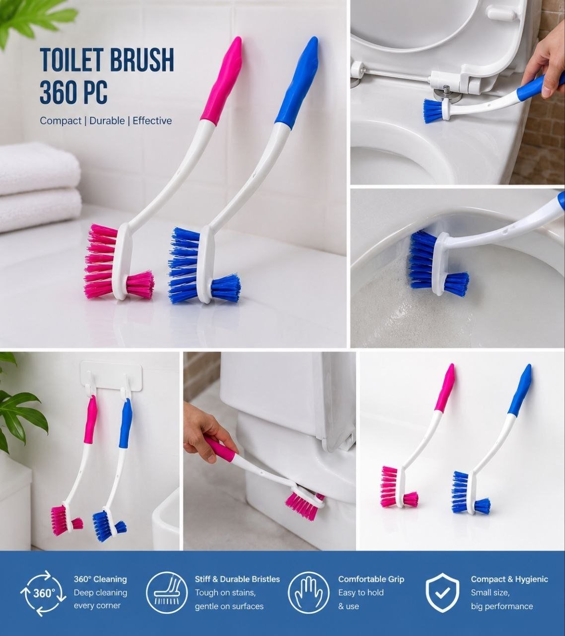 Mini Bathroom & Toilet Seat Cleaning Brush