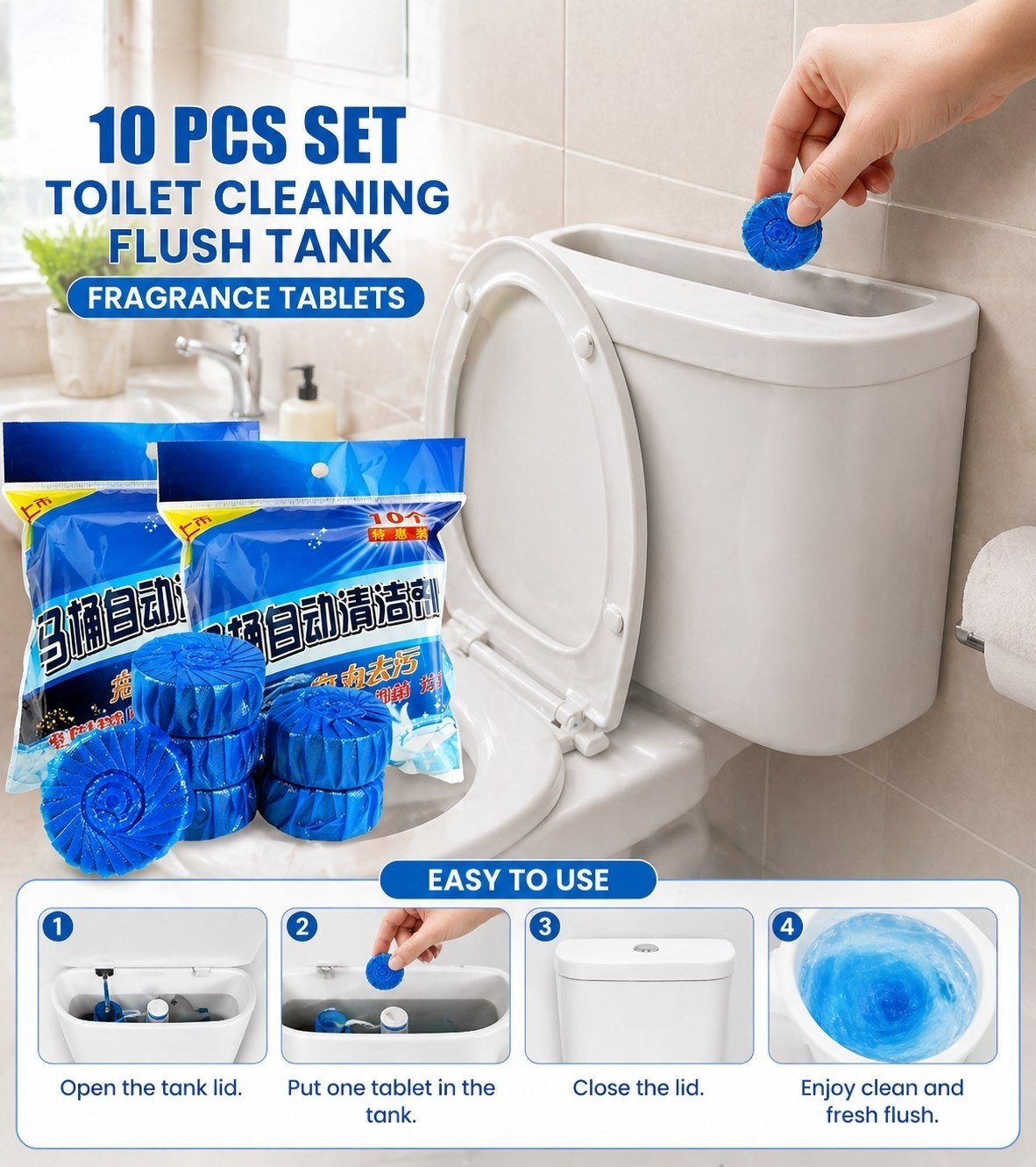 Toilet Cleaning Fragrance Tablets Set of 10