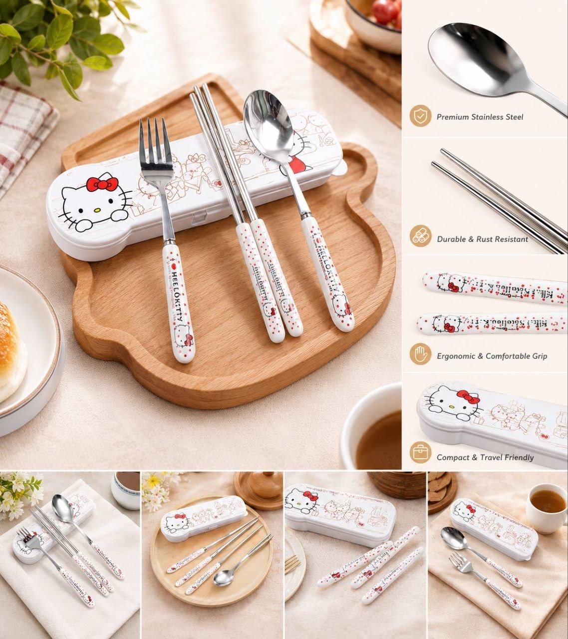 Printed Spoon Fork Chopsticks Set