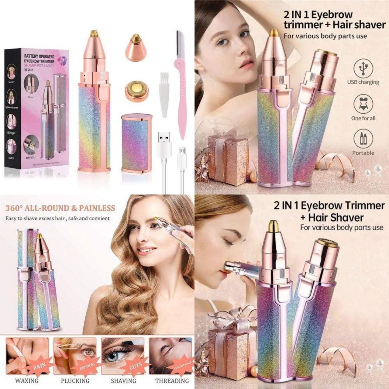 2 in 1 Eyebrow Trimmer + Hair Shaver