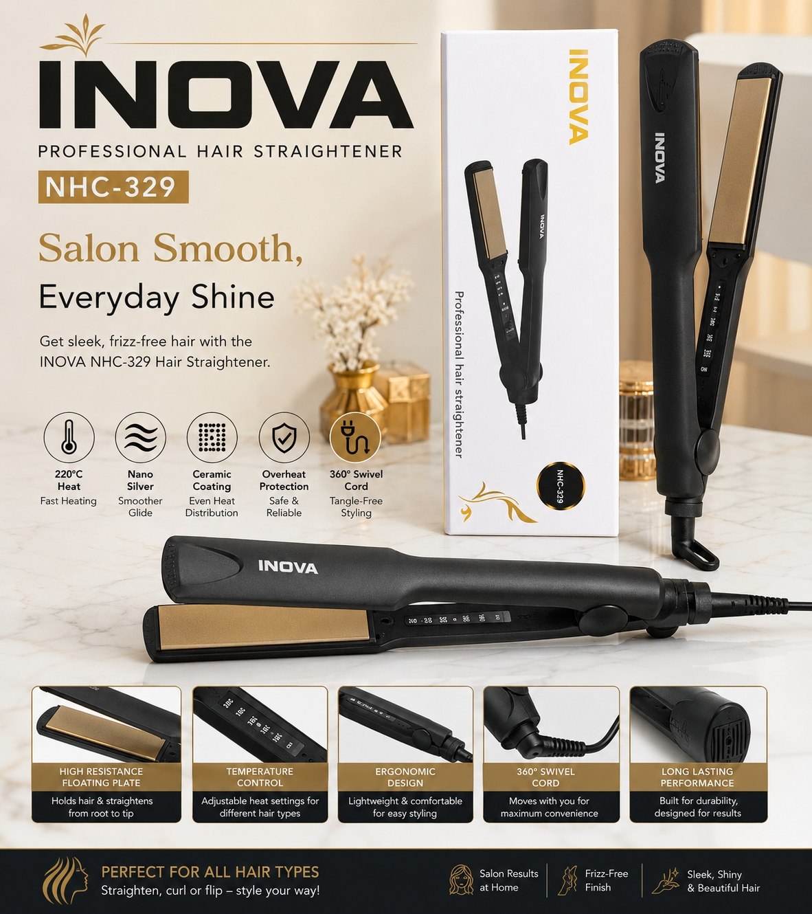 NHC - 329 Inova Hair Straightener