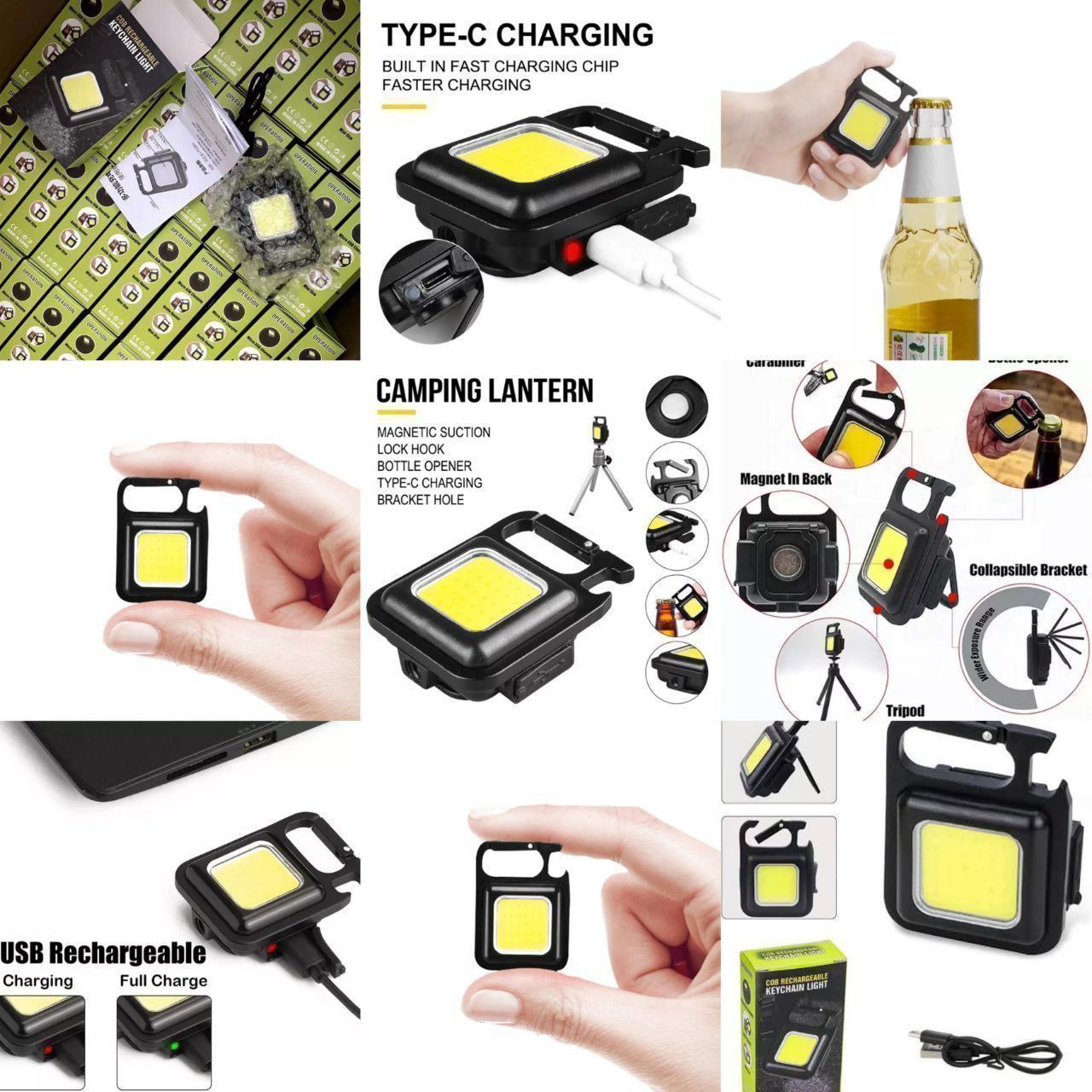 Rechargeable COB Metal Key Chain LED