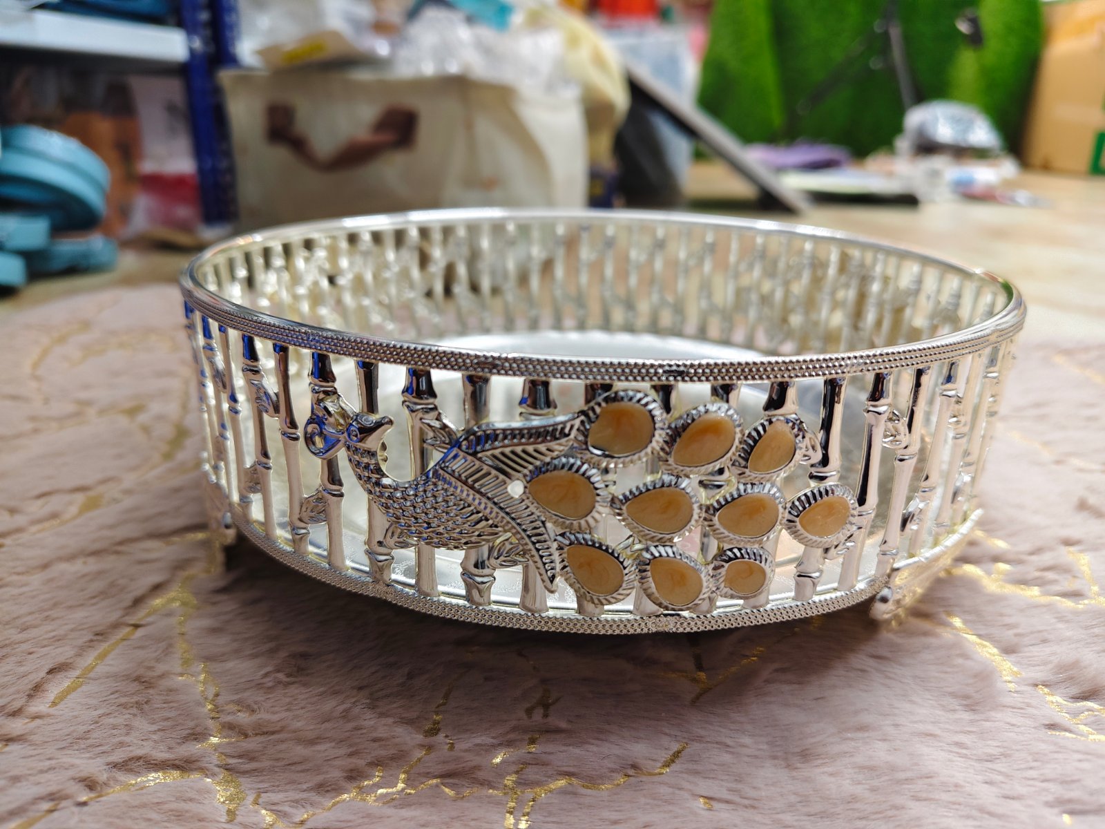 German Silver Pooja Thali 8 Inches