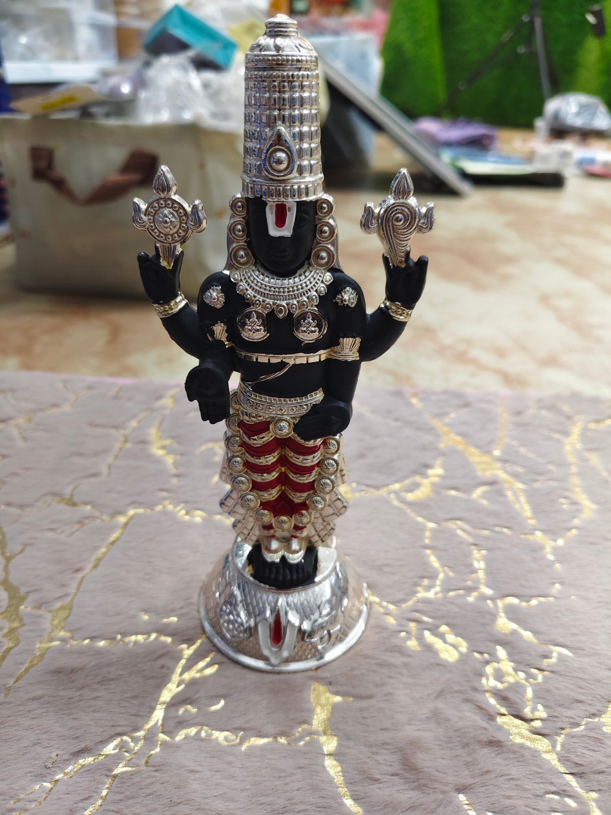 Premium Balaji Statue 8 Inches (Silver & Black)