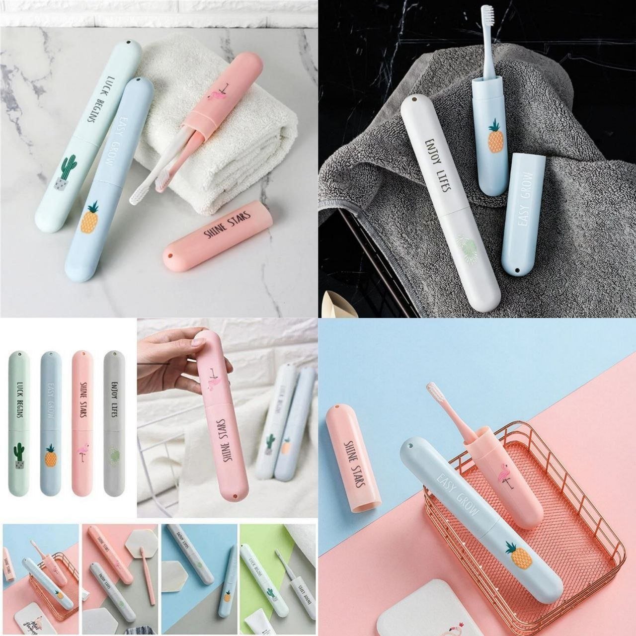 Printed Travel Toothbrush Case Set of 3