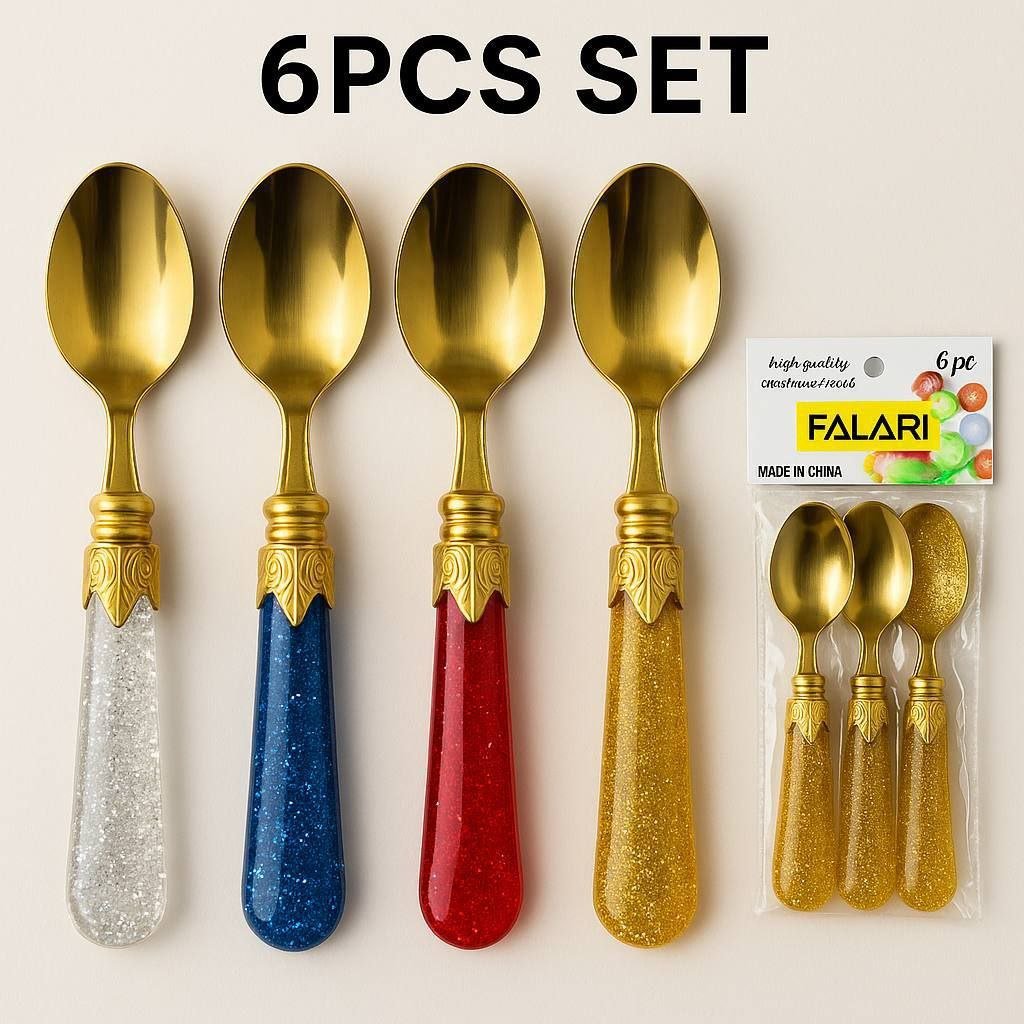 Fancy Golden Spoon Set Pack of 6