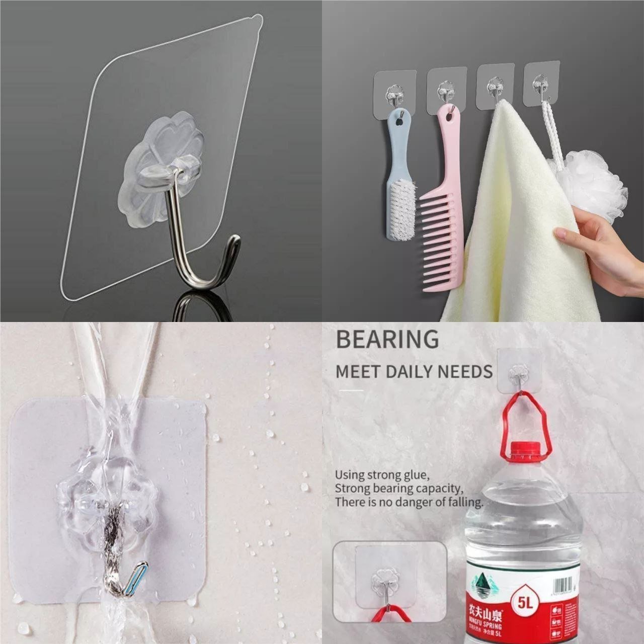 Self adhesive transparent Hook Pack of 10