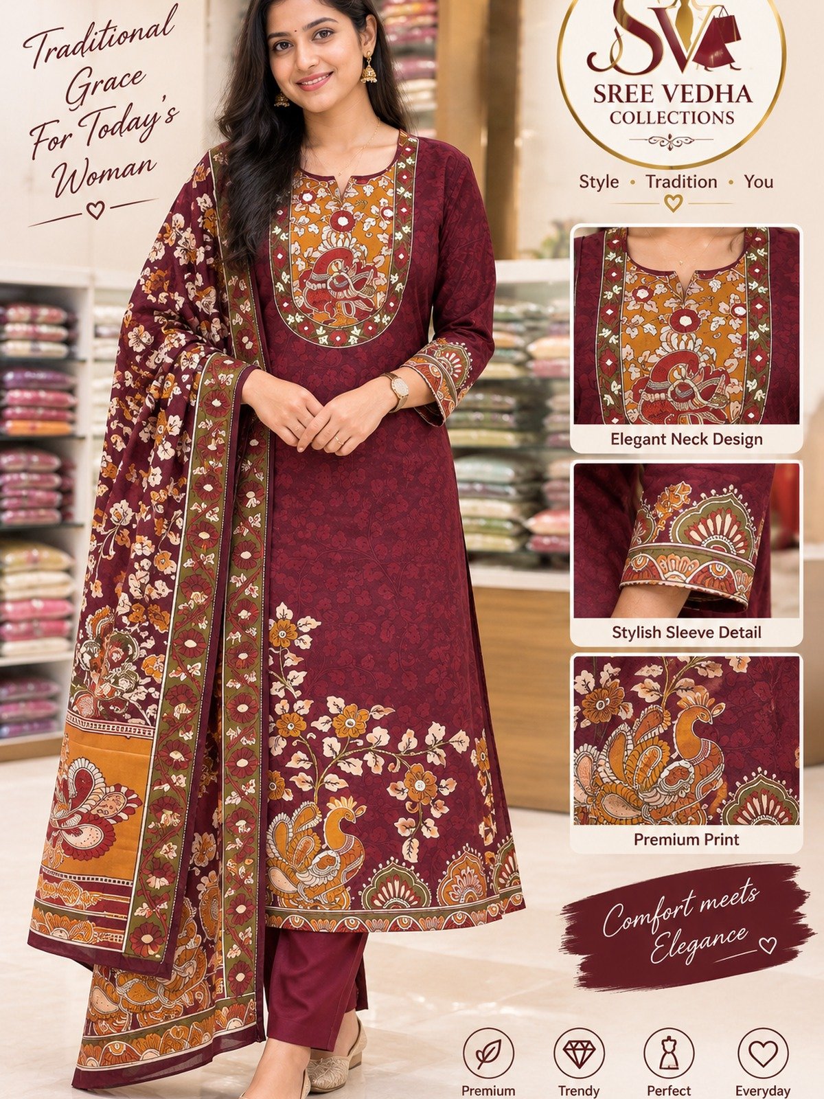 Kalamkari 3 Piece Set (M to XXL)