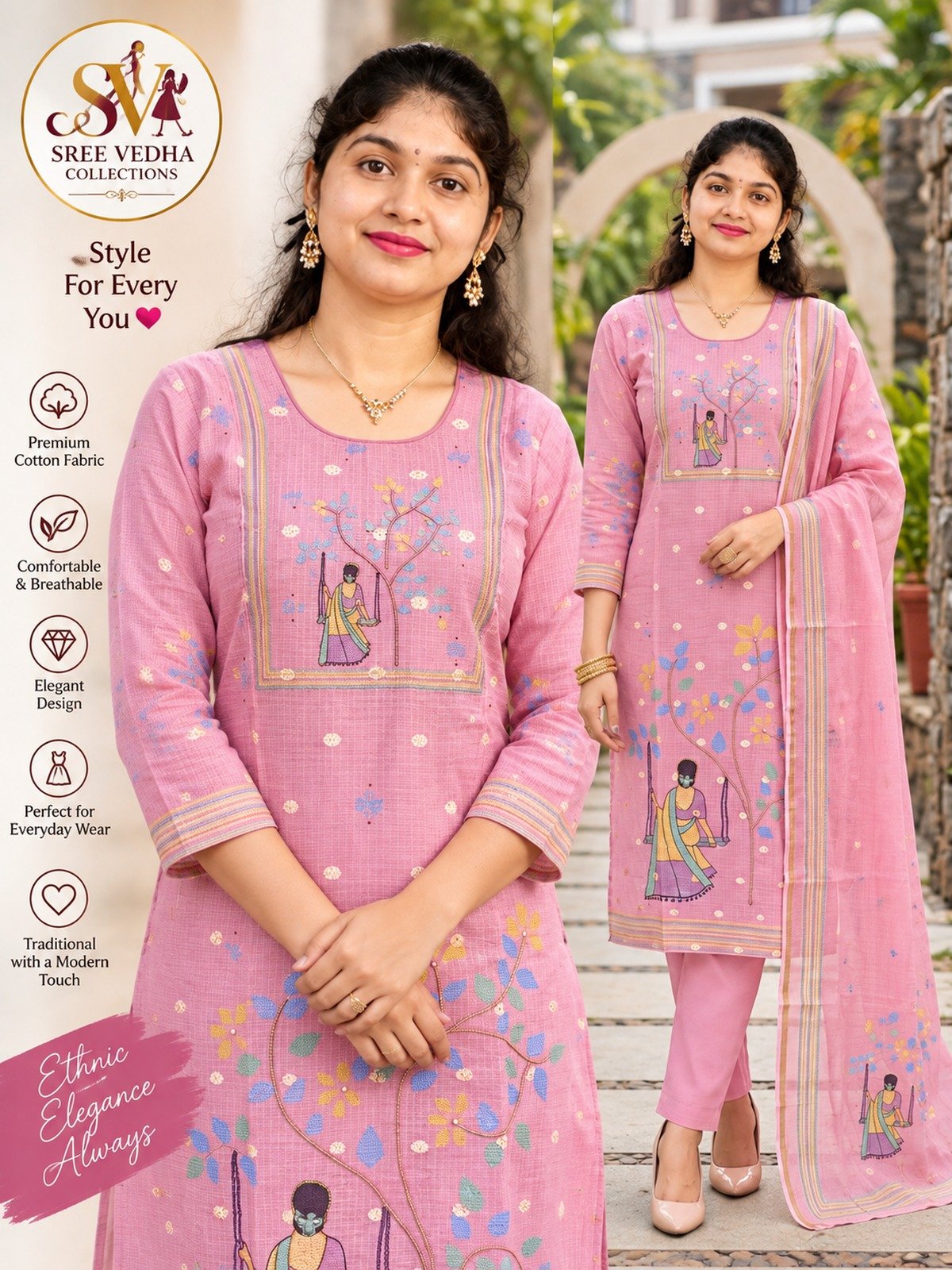 Kotta Checks Full Dupatta Roman Silk Pent (M to 3xl)