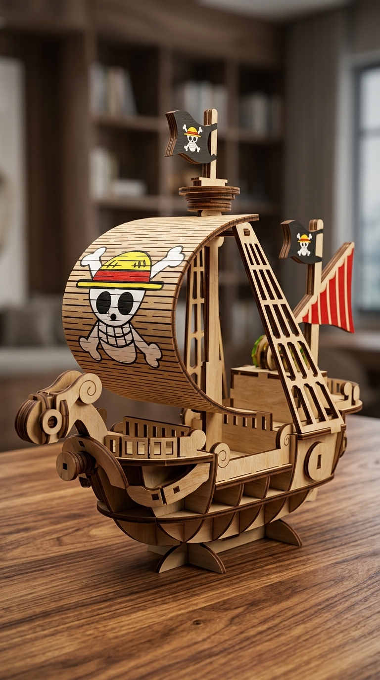 One Piece Laser Cut SVG: Five Ships Merry Go Ship Design for Easy Assembly