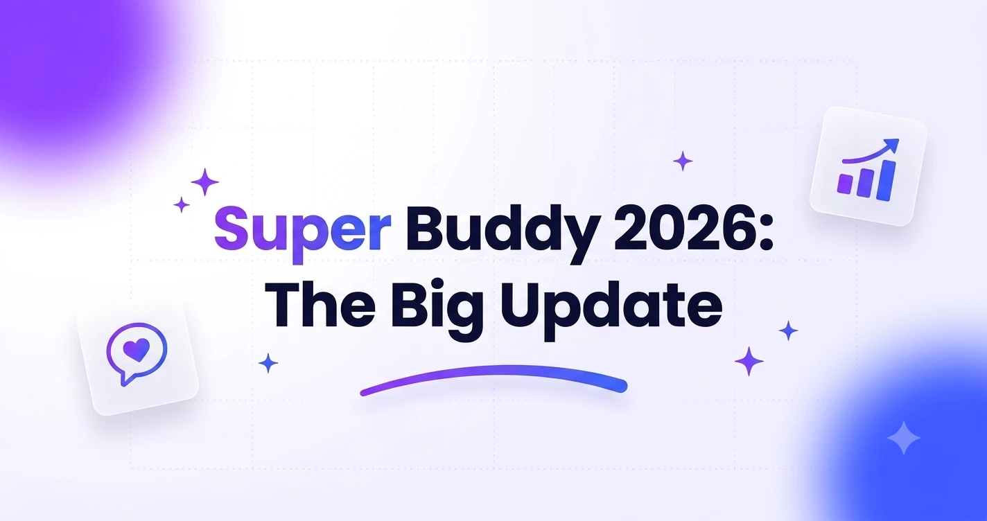 Super Buddy 2026 product round-up showcasing AI-powered social media tools, content creation features, and workflow improvements.
