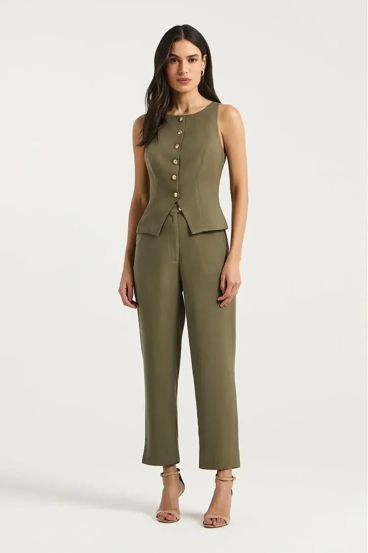 LUSA PEPLUM BOTOES OLIVA