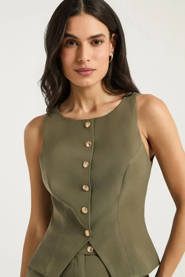 LUSA PEPLUM BOTOES OLIVA
