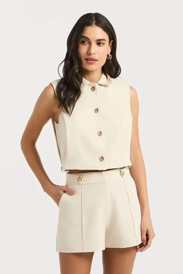 SHORT DETALHE ALETA CREME
