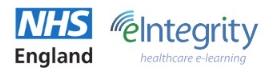 NHS England and eIntegrity healthcare e-learning logos