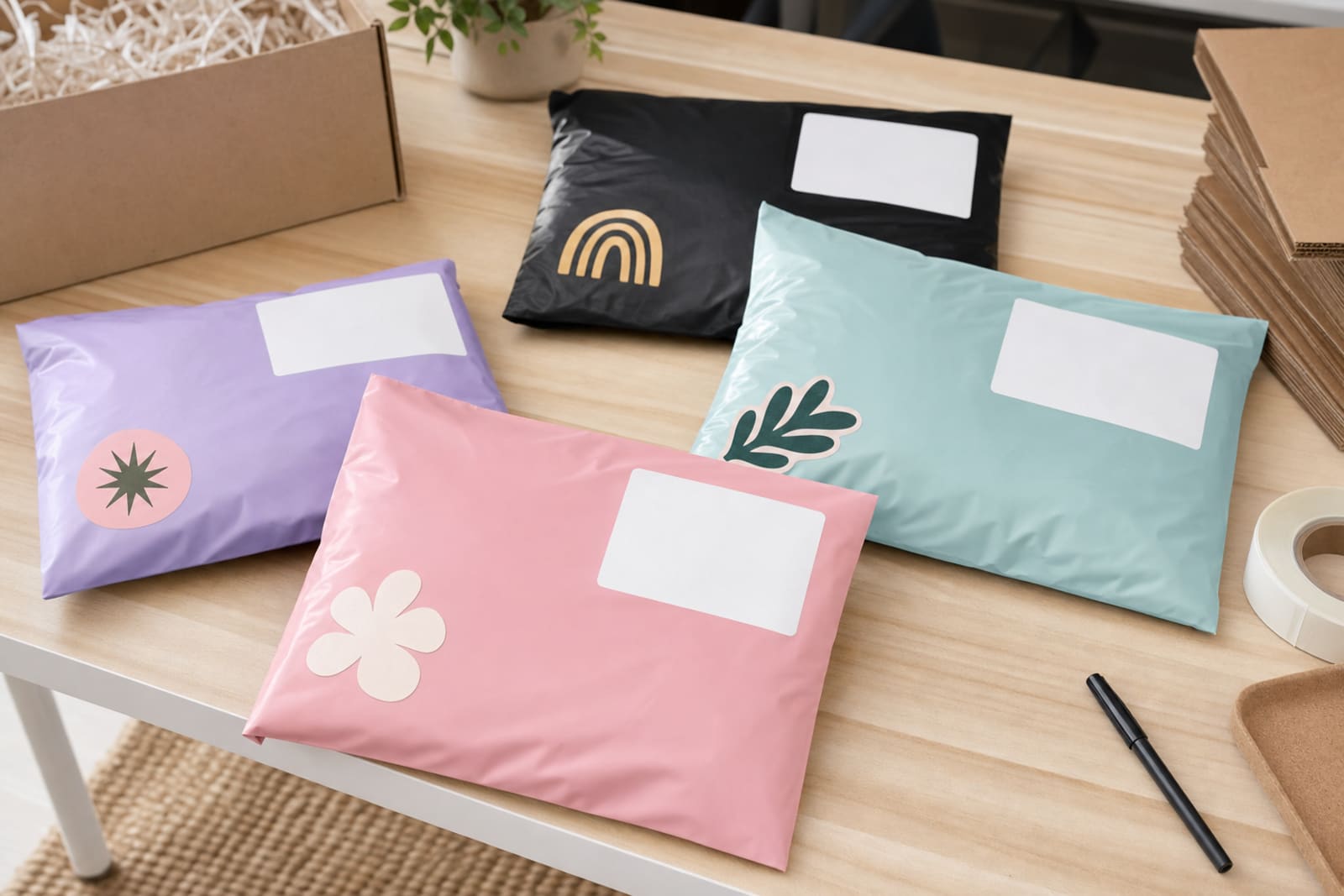 stickers for poly mailers product photography
