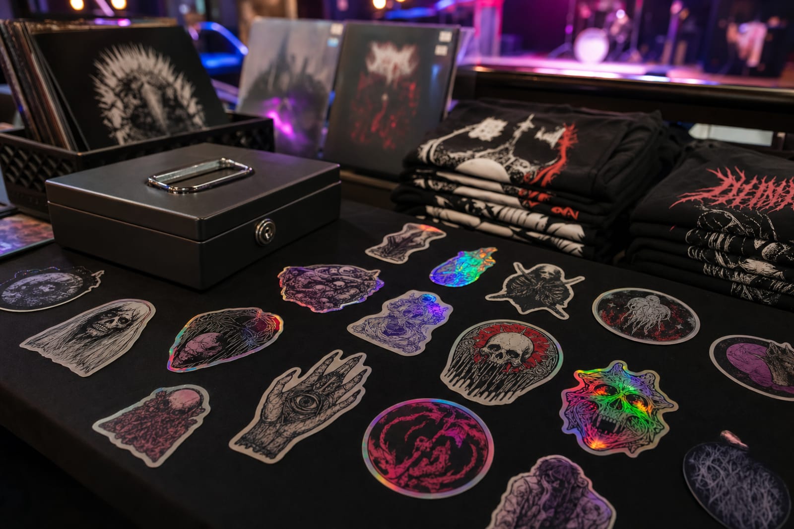 stickers for music merch product photography