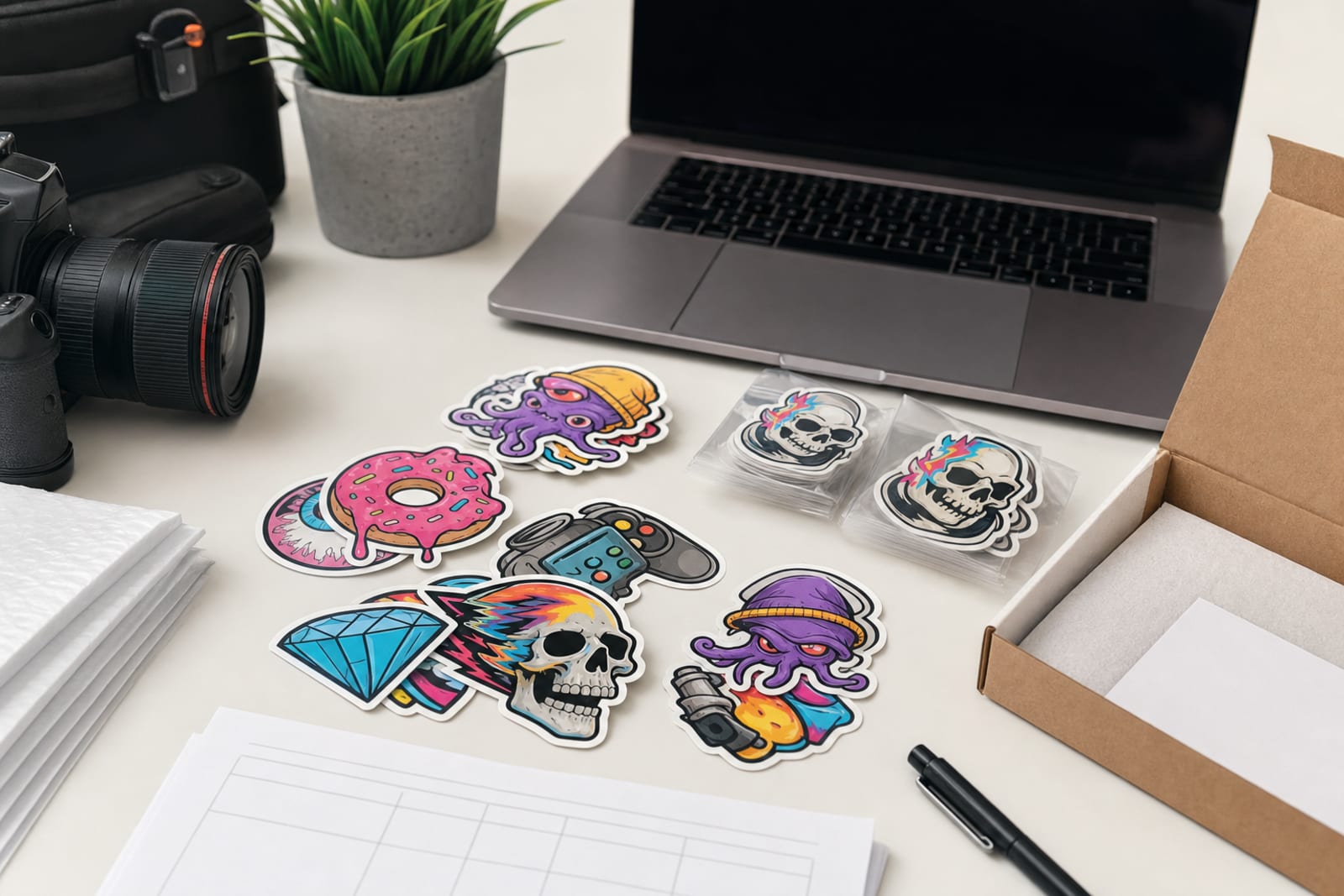 stickers for youtube creators product photography