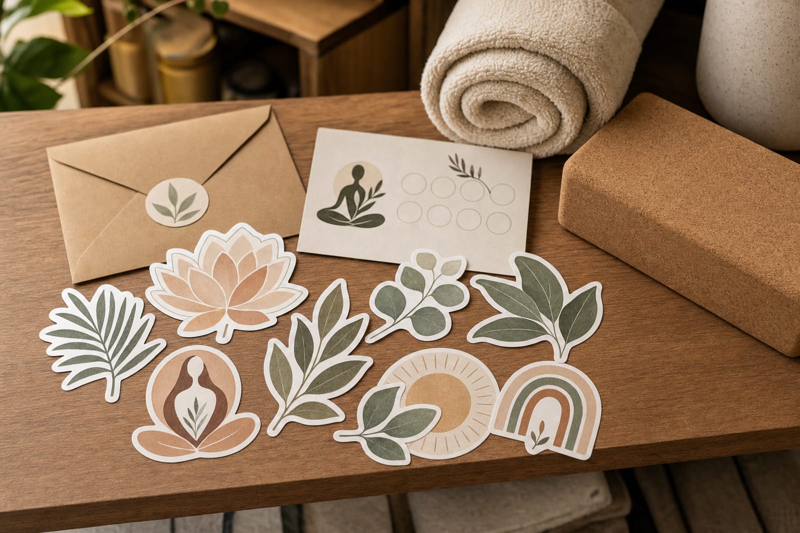 stickers for yoga studios product photography