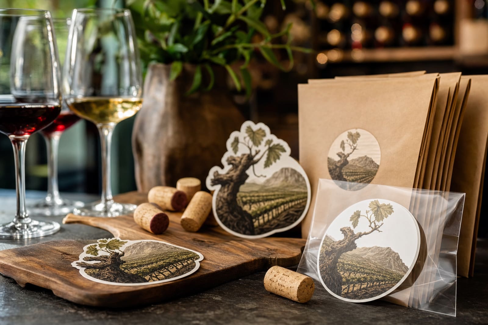 stickers for wineries product photography