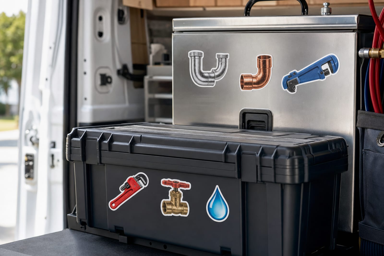 stickers for plumbers product photography