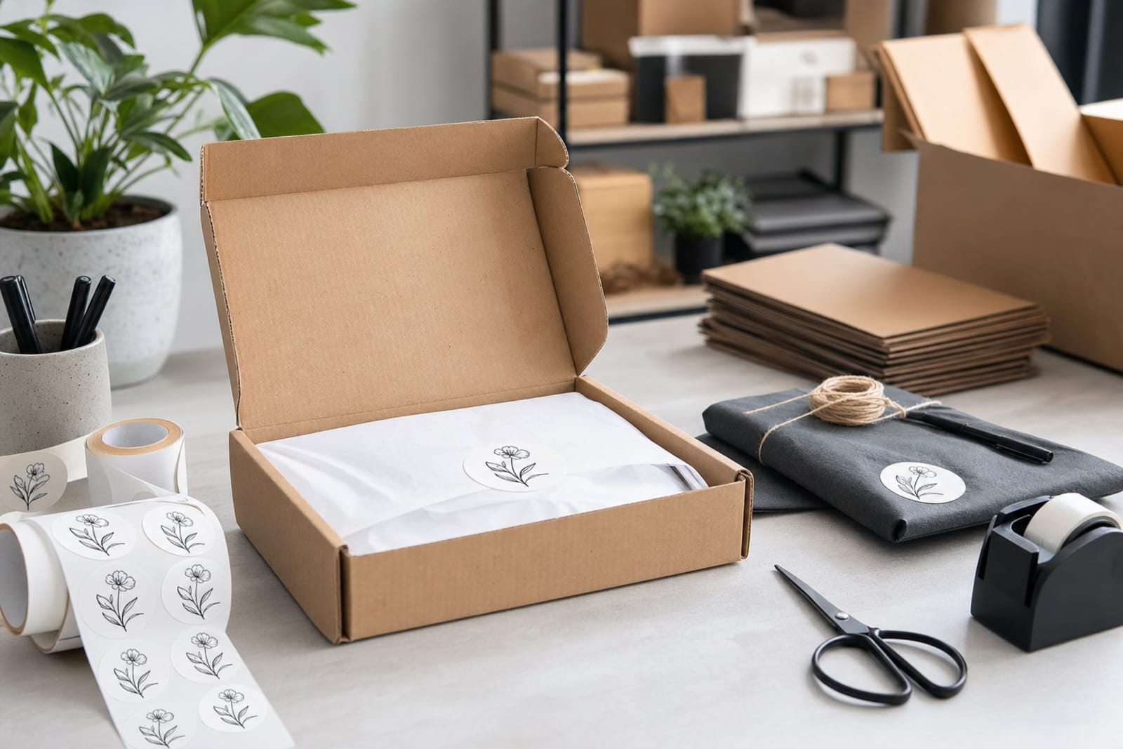 stickers for shipping boxes product photography