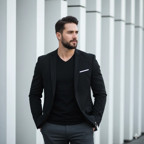 A well-dressed, handsome man — AI image prompt example