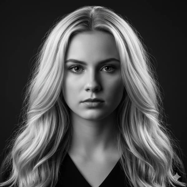 Black and White Studio Portrait — AI image prompt example