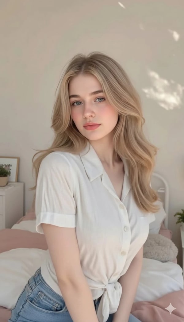 Casual Bedside Beauty — AI image prompt example
