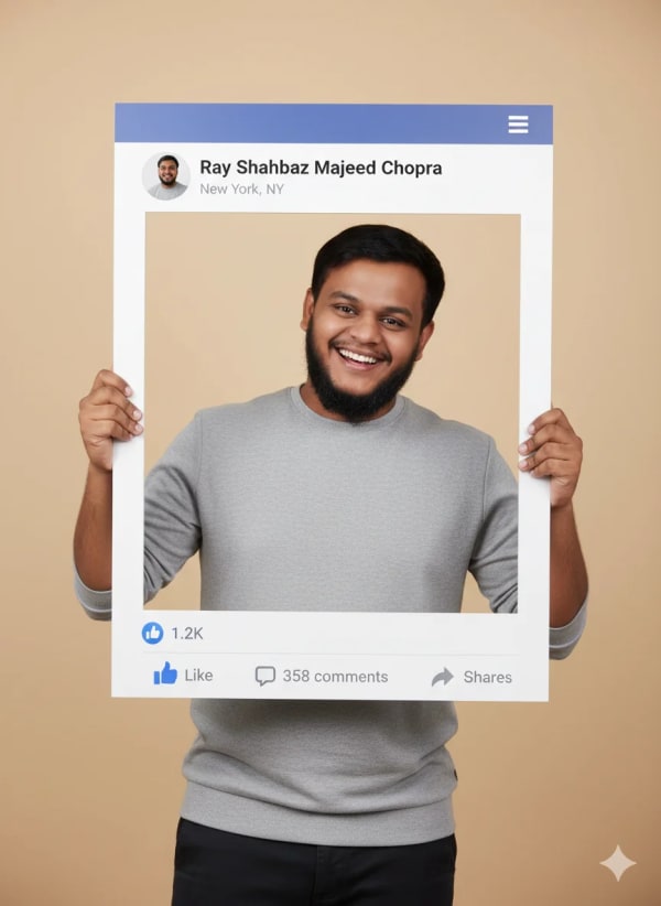 cheerful man — AI image prompt example